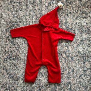 Monbebe Cozy Hood Jumpsuit in Festive Red - 12 months